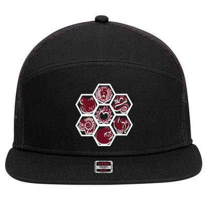 Seven Deadly Sins Emblems 7 Panel Mesh Trucker Snapback Hat