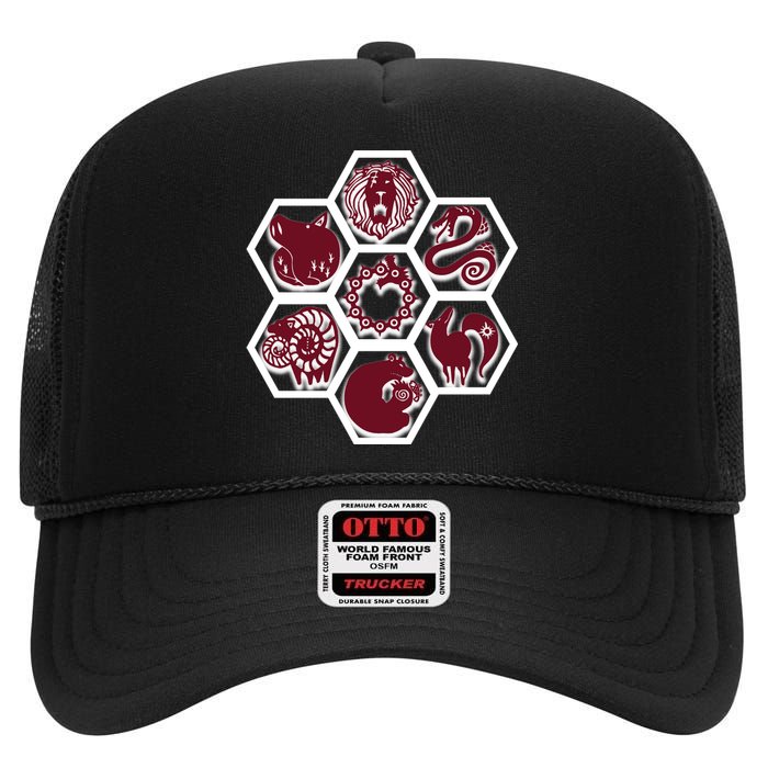 Seven Deadly Sins Emblems High Crown Mesh Back Trucker Hat