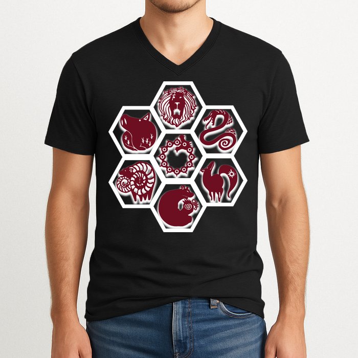 Seven Deadly Sins Emblems V-Neck T-Shirt