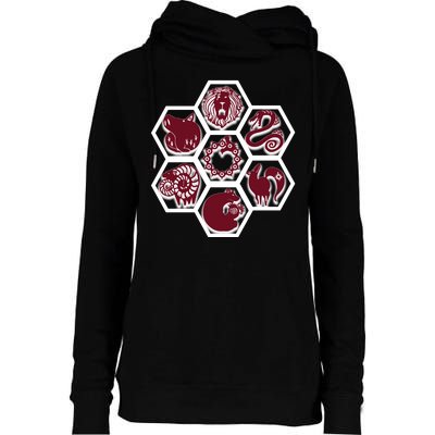 Seven Deadly Sins Emblems Womens Funnel Neck Pullover Hood