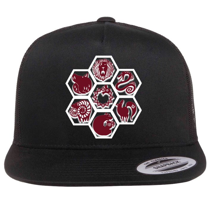 Seven Deadly Sins Emblems Flat Bill Trucker Hat