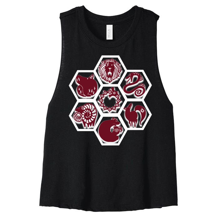 Seven Deadly Sins Emblems Women's Racerback Cropped Tank