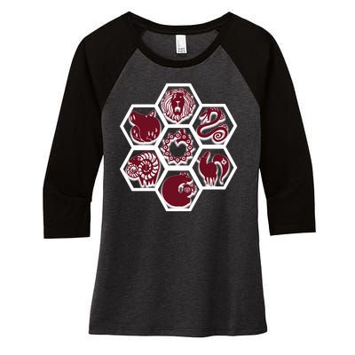 Seven Deadly Sins Emblems Women's Tri-Blend 3/4-Sleeve Raglan Shirt