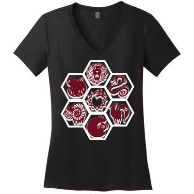 Seven Deadly Sins Emblems Women's V-Neck T-Shirt