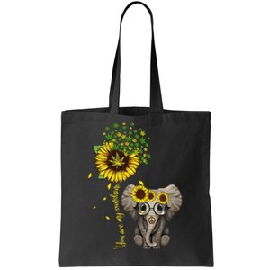 Sunflower Elephant Weed Leaf Canabis 420 Marijuana Tote Bag