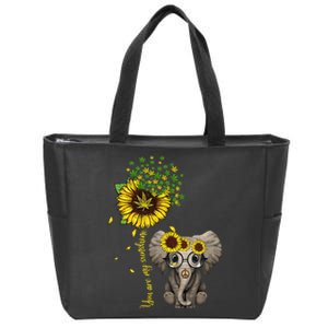 Sunflower Elephant Weed Leaf Canabis 420 Marijuana Zip Tote Bag