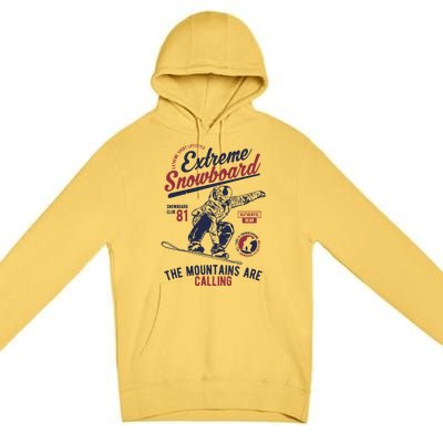 Snowboard Extreme Winter Sport Snowboarder Gift Premium Pullover Hoodie