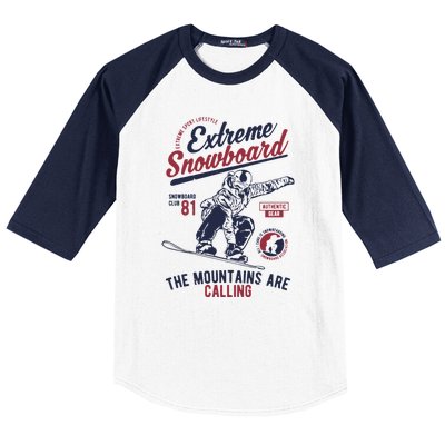 Snowboard Extreme Winter Sport Snowboarder Gift Baseball Sleeve Shirt