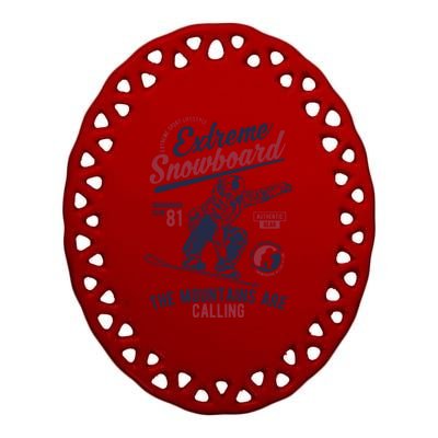 Snowboard Extreme Winter Sport Snowboarder Gift Ceramic Oval Ornament