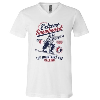 Snowboard Extreme Winter Sport Snowboarder Gift V-Neck T-Shirt