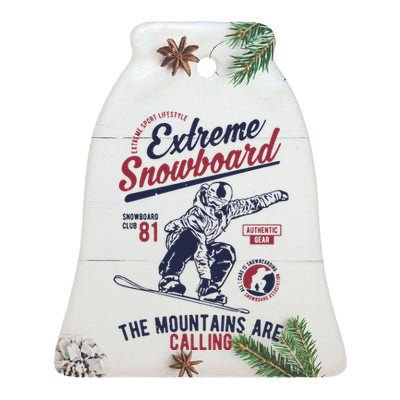 Snowboard Extreme Winter Sport Snowboarder Gift Ceramic Bell Ornament