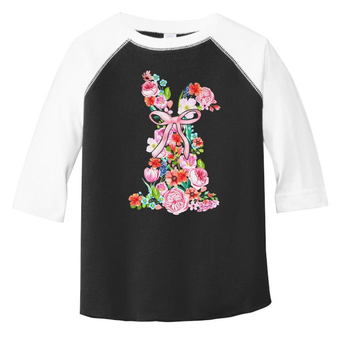 Spring Easter Watercolor Bunny Floral Toddler Fine Jersey T-Shirt