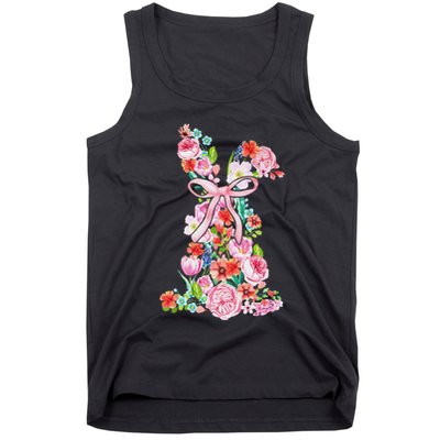 Spring Easter Watercolor Bunny Floral Tank Top