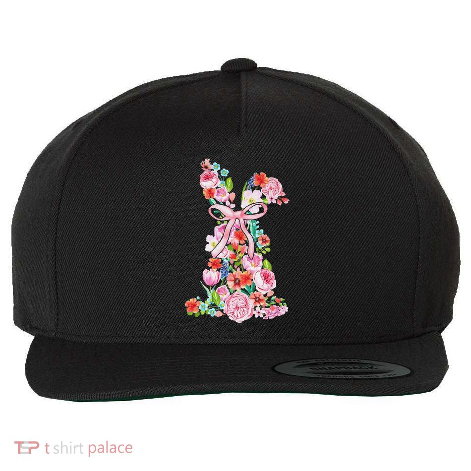 Spring Easter Watercolor Bunny Floral Wool Snapback Cap