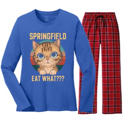 Springfield Eat What TheyRe Eating Dogs Cats Pets Trump Women's Long Sleeve Flannel Pajama Set 