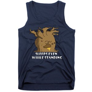 Sleeps Even While Standing Funny Design Tank Top