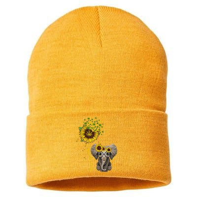 Sunflower Elephant Weed Leaf Canabis 420 Marijuana Sustainable Knit Beanie