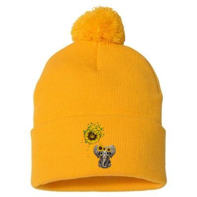 Sunflower Elephant Weed Leaf Canabis 420 Marijuana Pom Pom 12in Knit Beanie