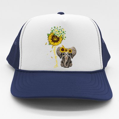 Sunflower Elephant Weed Leaf Canabis 420 Marijuana Trucker Hat