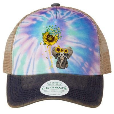 Sunflower Elephant Weed Leaf Canabis 420 Marijuana Legacy Tie Dye Trucker Hat