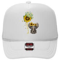 Sunflower Elephant Weed Leaf Canabis 420 Marijuana High Crown Mesh Back Trucker Hat