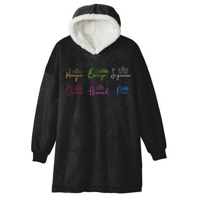 Six Ex Wives of Henry VIII Signatures & Crowns Hooded Wearable Blanket