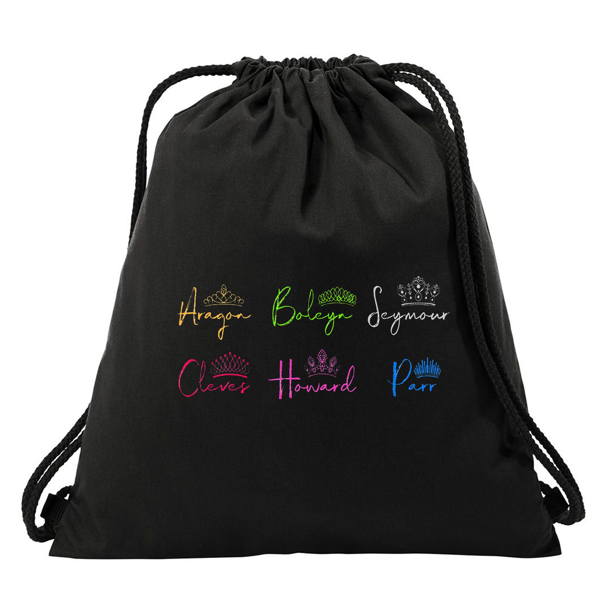 Six Ex Wives of Henry VIII Signatures & Crowns Drawstring Bag