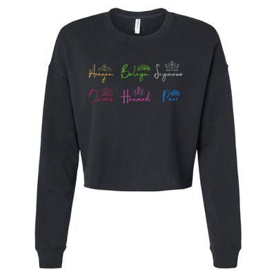 Six Ex Wives of Henry VIII Signatures & Crowns Cropped Pullover Crew