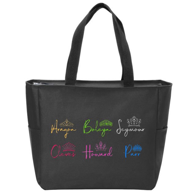 Six Ex Wives of Henry VIII Signatures & Crowns Zip Tote Bag