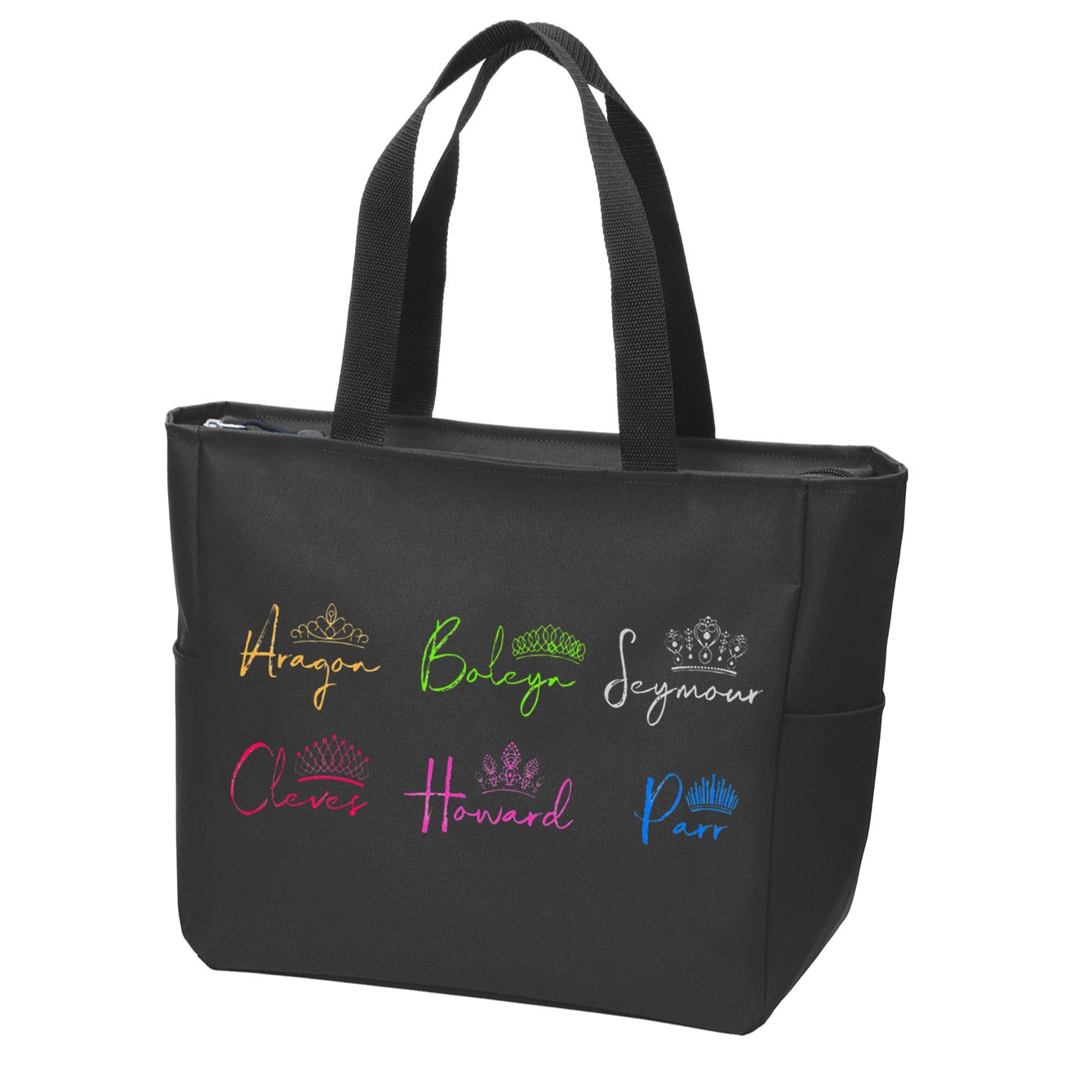 Six Ex Wives of Henry VIII Signatures & Crowns Zip Tote Bag