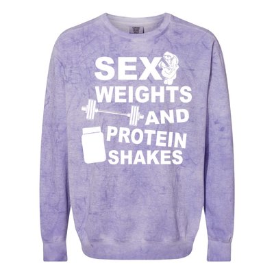 Sex Weights Protein Shakes Colorblast Crewneck Sweatshirt