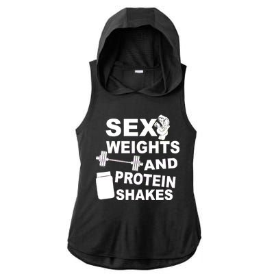 Sex Weights Protein Shakes Ladies PosiCharge Tri-Blend Wicking Draft Hoodie Tank