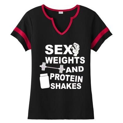 Sex Weights Protein Shakes Ladies Halftime Notch Neck Tee