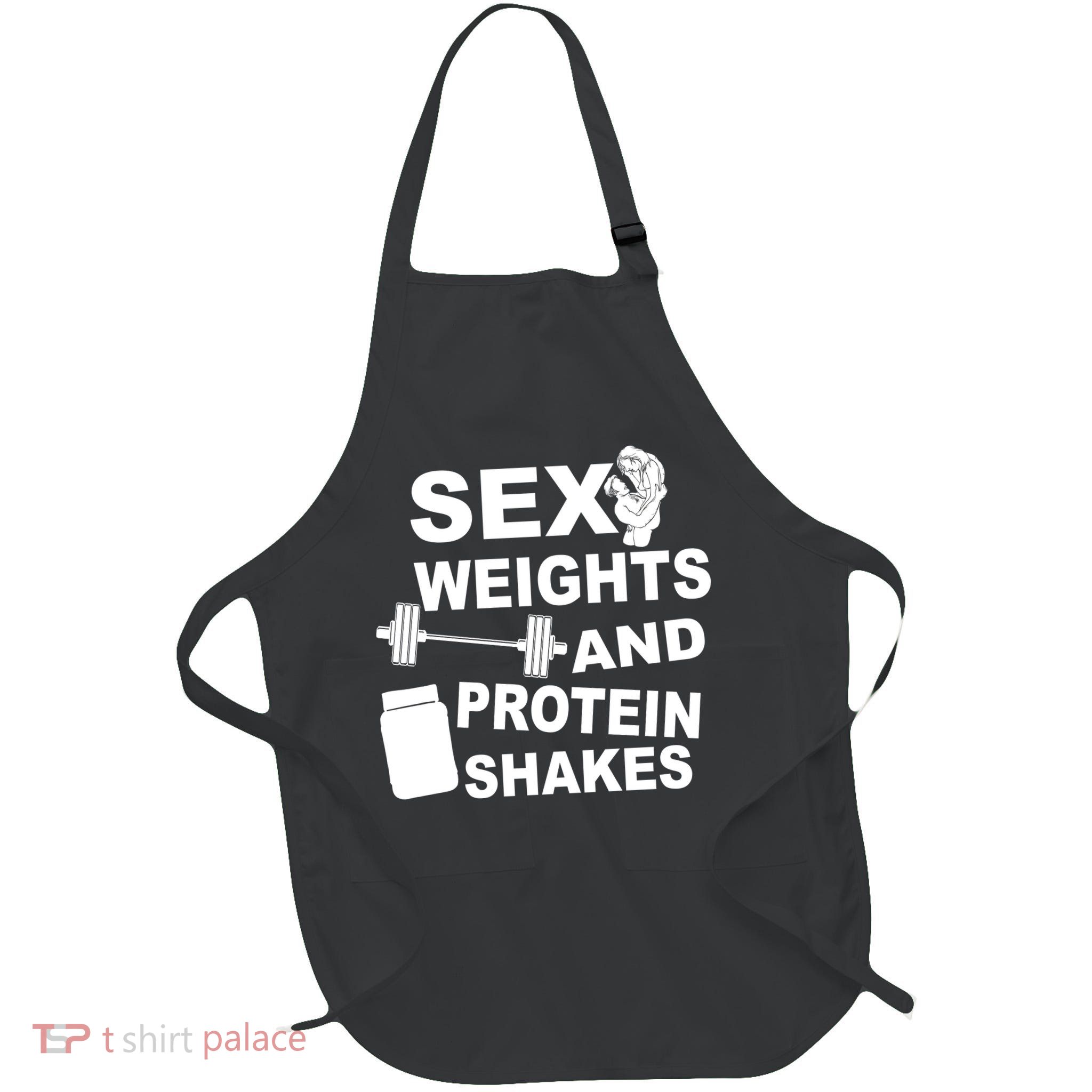 Sex Weights Protein Shakes Full-Length Apron With Pockets