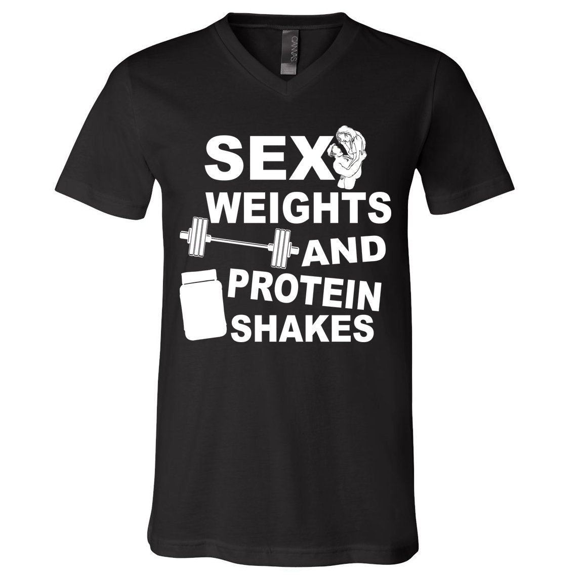 Sex Weights Protein Shakes V-Neck T-Shirt