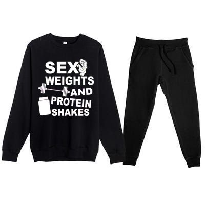 Sex Weights Protein Shakes Premium Crewneck Sweatsuit Set