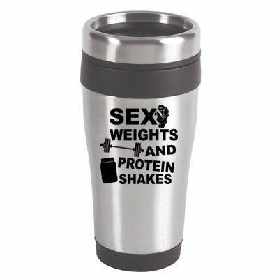 Sex Weights Protein Shakes 16oz Travel Tumbler