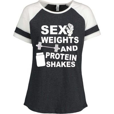 Sex Weights Protein Shakes Enza Ladies Jersey Colorblock Tee