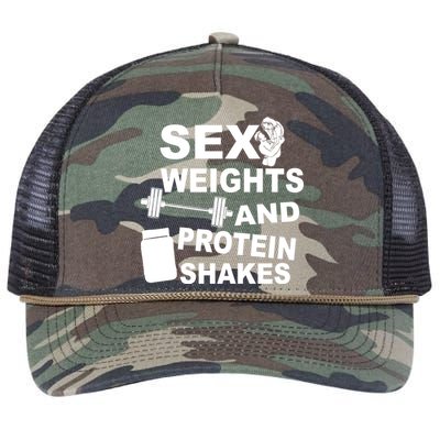 Sex Weights Protein Shakes Retro Rope Trucker Hat Cap