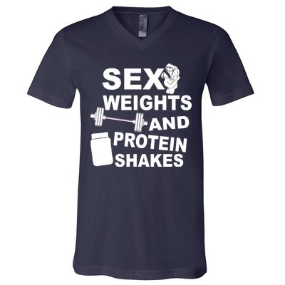 Sex Weights Protein Shakes V-Neck T-Shirt