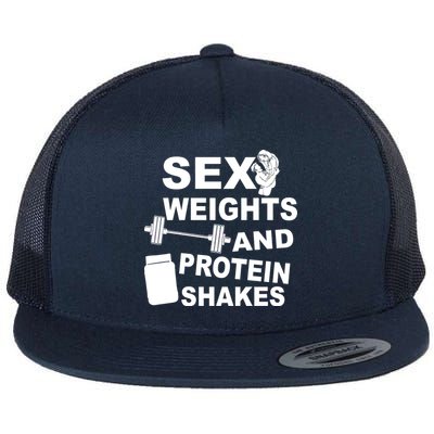 Sex Weights Protein Shakes Flat Bill Trucker Hat