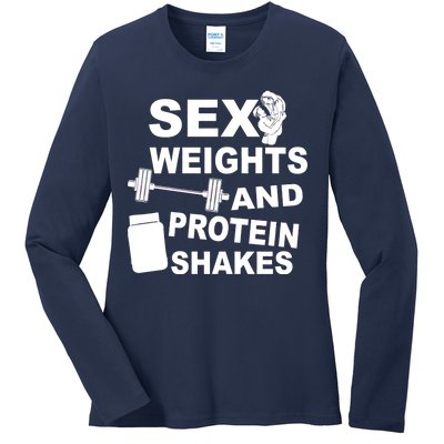 Sex Weights Protein Shakes Ladies Long Sleeve Shirt