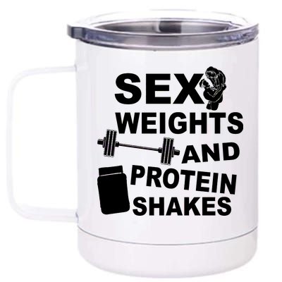 Sex Weights Protein Shakes 12 oz Stainless Steel Tumbler Cup