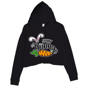 Sexy Bunny Funny Easter Crop Fleece Hoodie