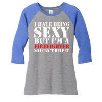 Sexy Firefighter  Women's Tri-Blend 3/4-Sleeve Raglan Shirt