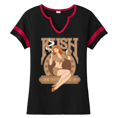 Sexy Lady Kush Smoke Marijuana Ladies Halftime Notch Neck Tee