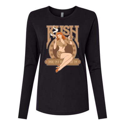 Sexy Lady Kush Smoke Marijuana Womens Cotton Relaxed Long Sleeve T-Shirt