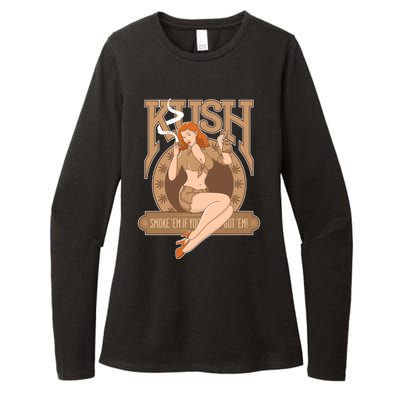 Sexy Lady Kush Smoke Marijuana Womens CVC Long Sleeve Shirt