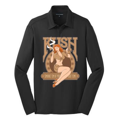 Sexy Lady Kush Smoke Marijuana Silk Touch Performance Long Sleeve Polo