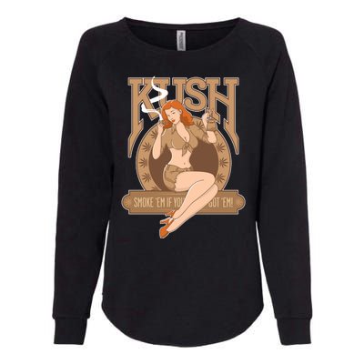 Sexy Lady Kush Smoke Marijuana Womens California Wash Sweatshirt